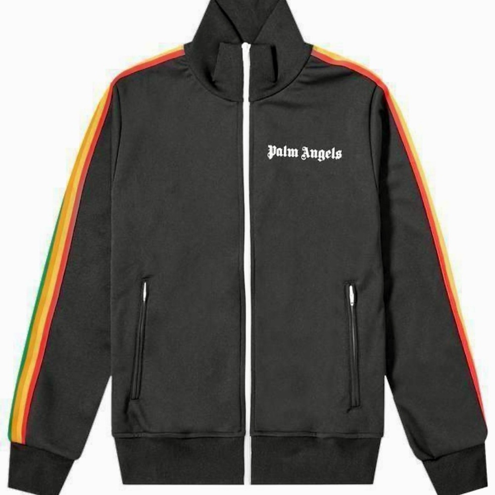 NWT! 🔥Palm Angels Black Velour track jacket with rainbow stripes. MSRP $725....